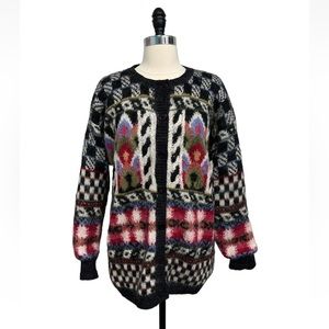 Fabulous vintage mohair wool cottagecore sweater with check pattern- No Size Tag